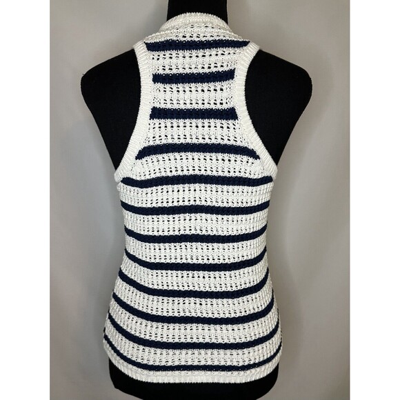 MADEWELL Crochet-Knit Crewneck Sweater Tank Bright Ivory‎ Striped SMALL NWT - Picture 5 of 11